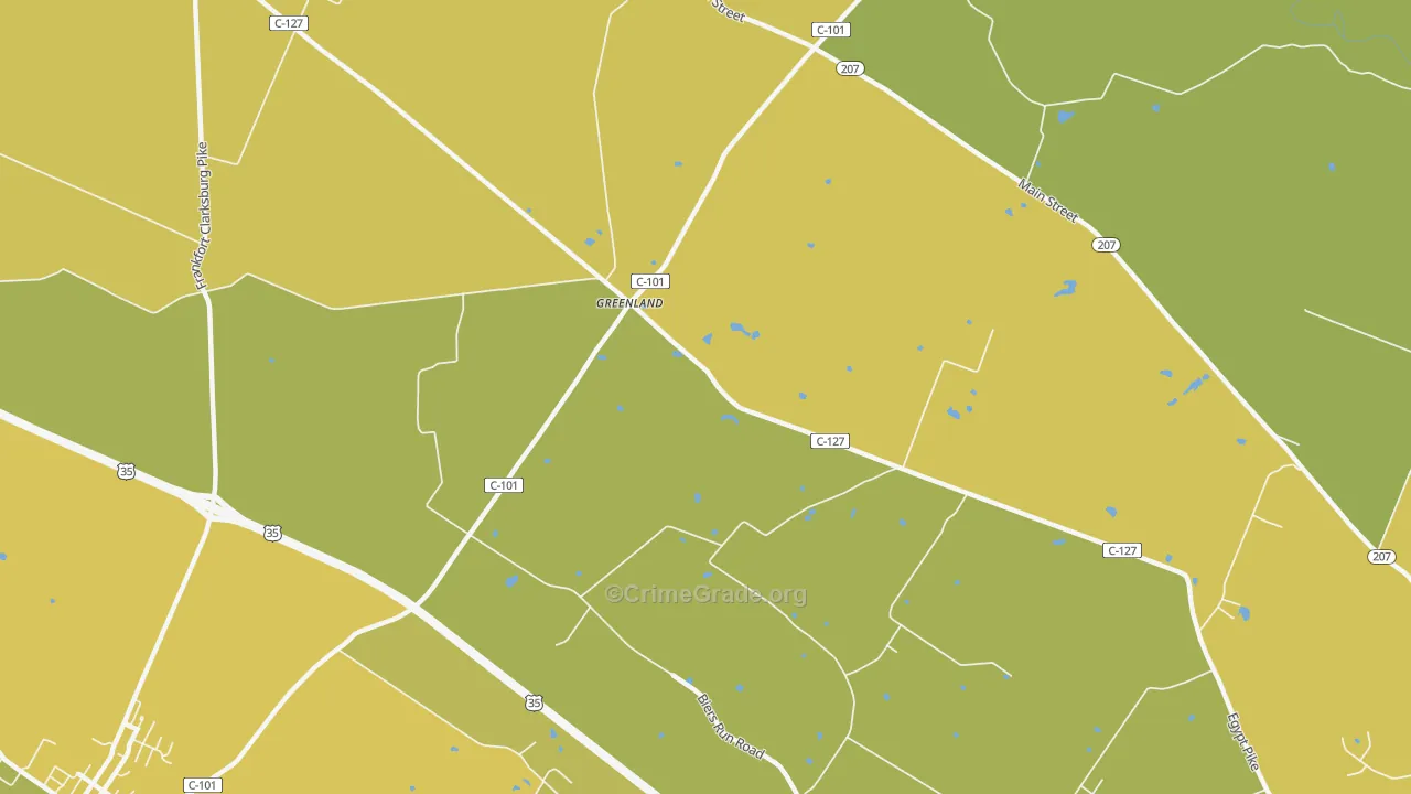 Greenland, OH Map of Vandalism Rates