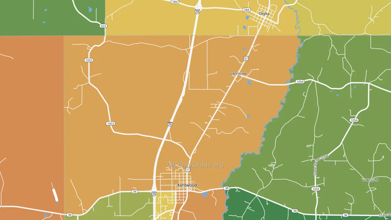 Greenlaw, LA Map of Vandalism Rates