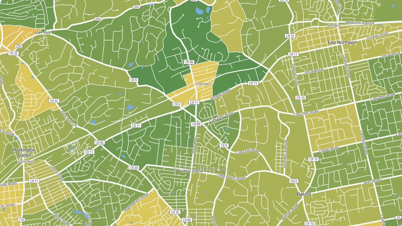 Greenlawn, NY Map of Vandalism Rates