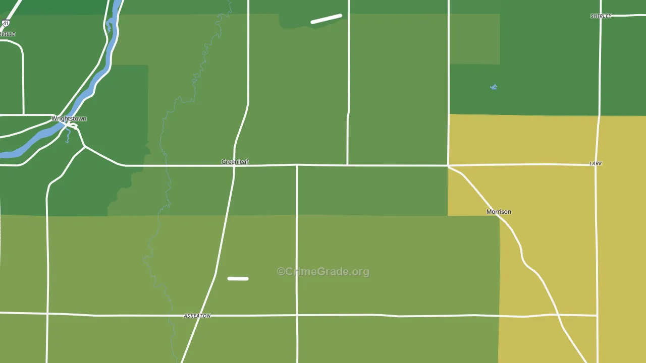 Greenleaf, WI Map of Vandalism Rates
