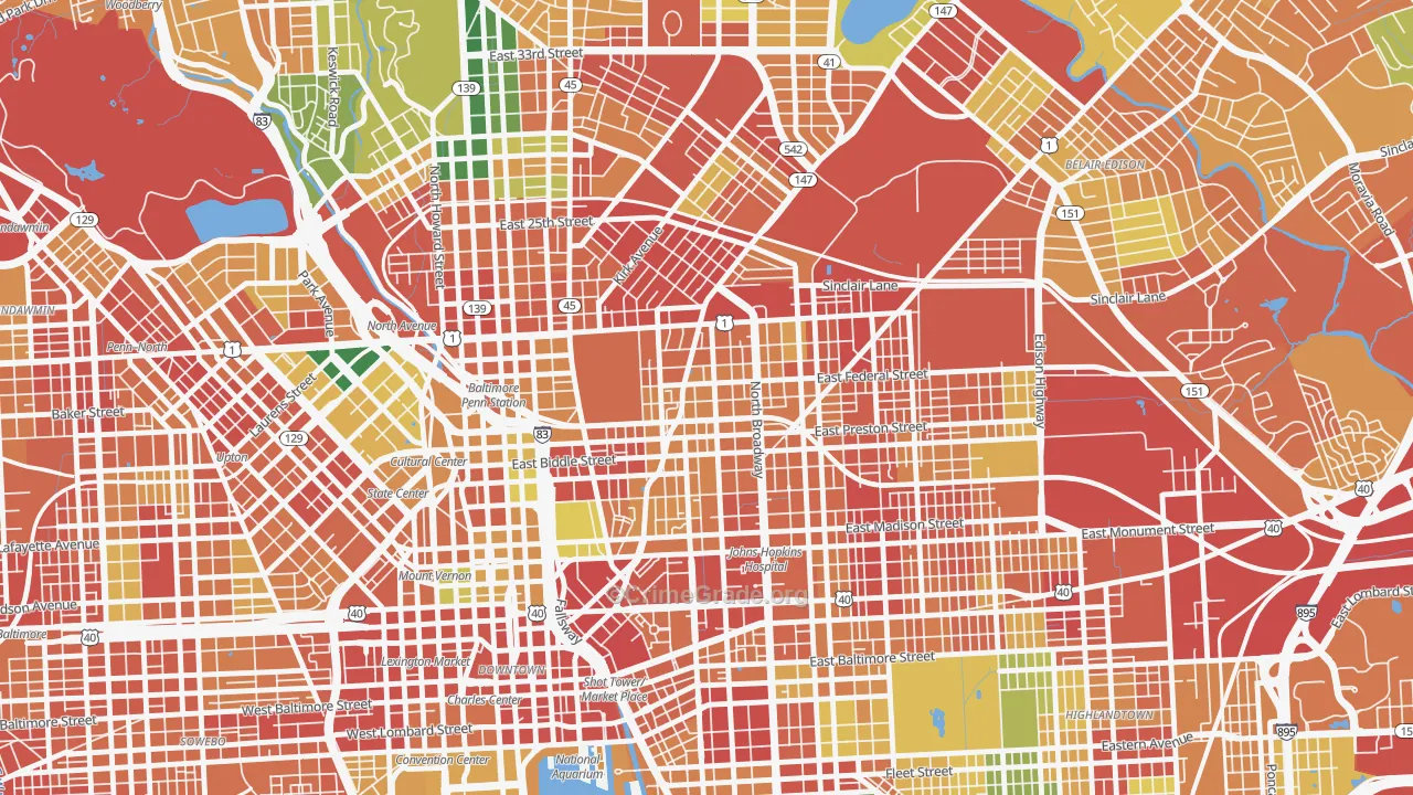 Greenmount, Baltimore, MD Map of Vandalism Rates