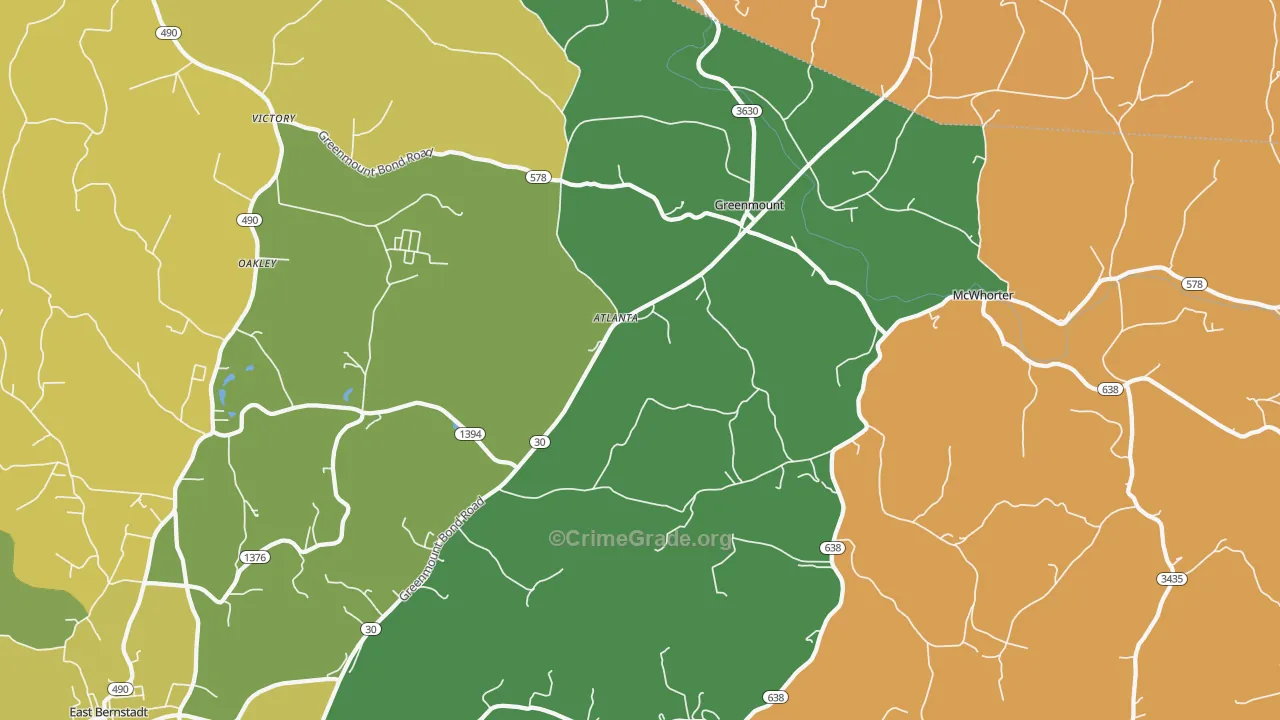 Greenmount, KY Map of Vandalism Rates