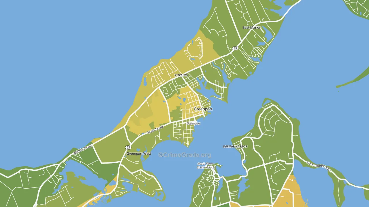 Greenport, NY Map of Vandalism Rates