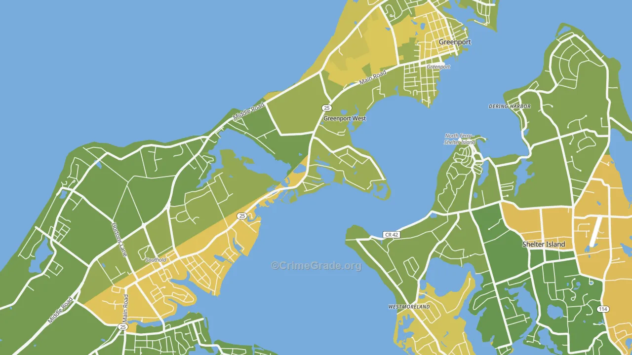 Greenport West, NY Map of Vandalism Rates
