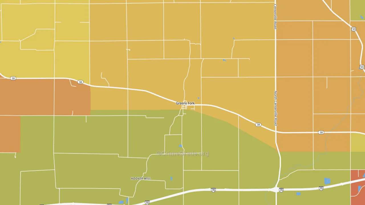 Greens Fork, IN Map of Vandalism Rates