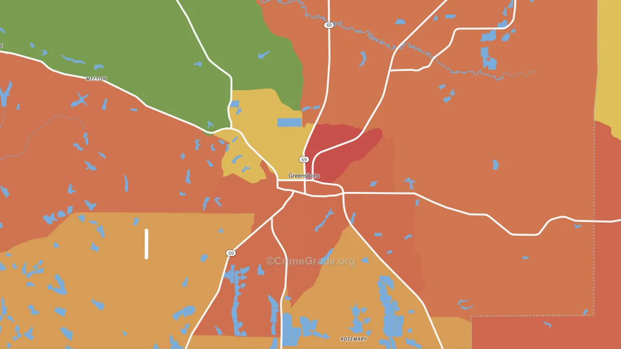 Greensboro, AL Map of Vandalism Rates
