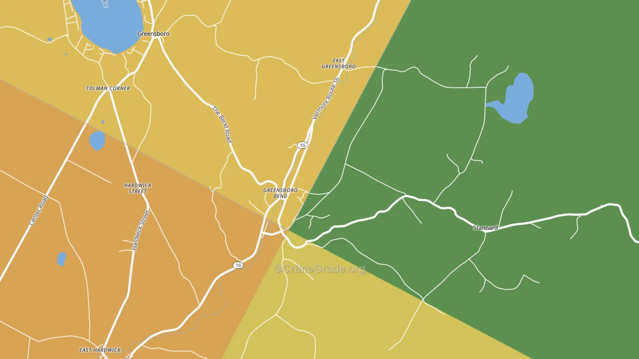 Greensboro Bend, VT Map of Vandalism Rates
