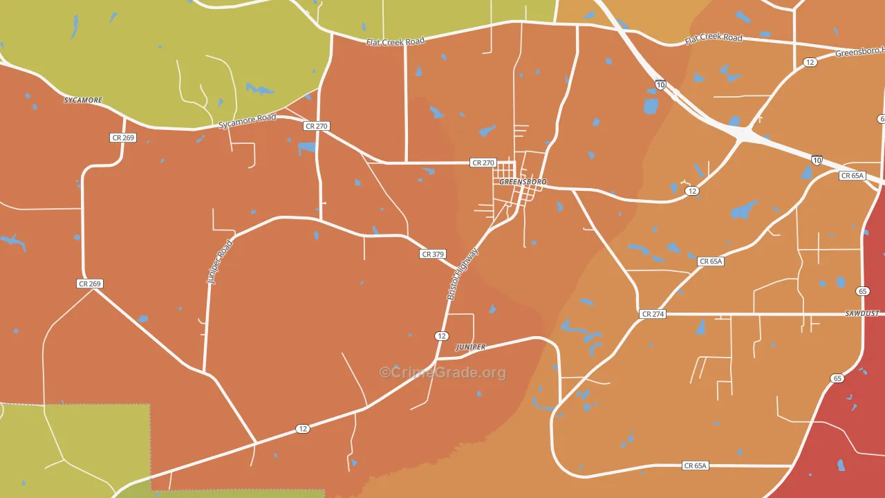 Greensboro, FL Map of Vandalism Rates