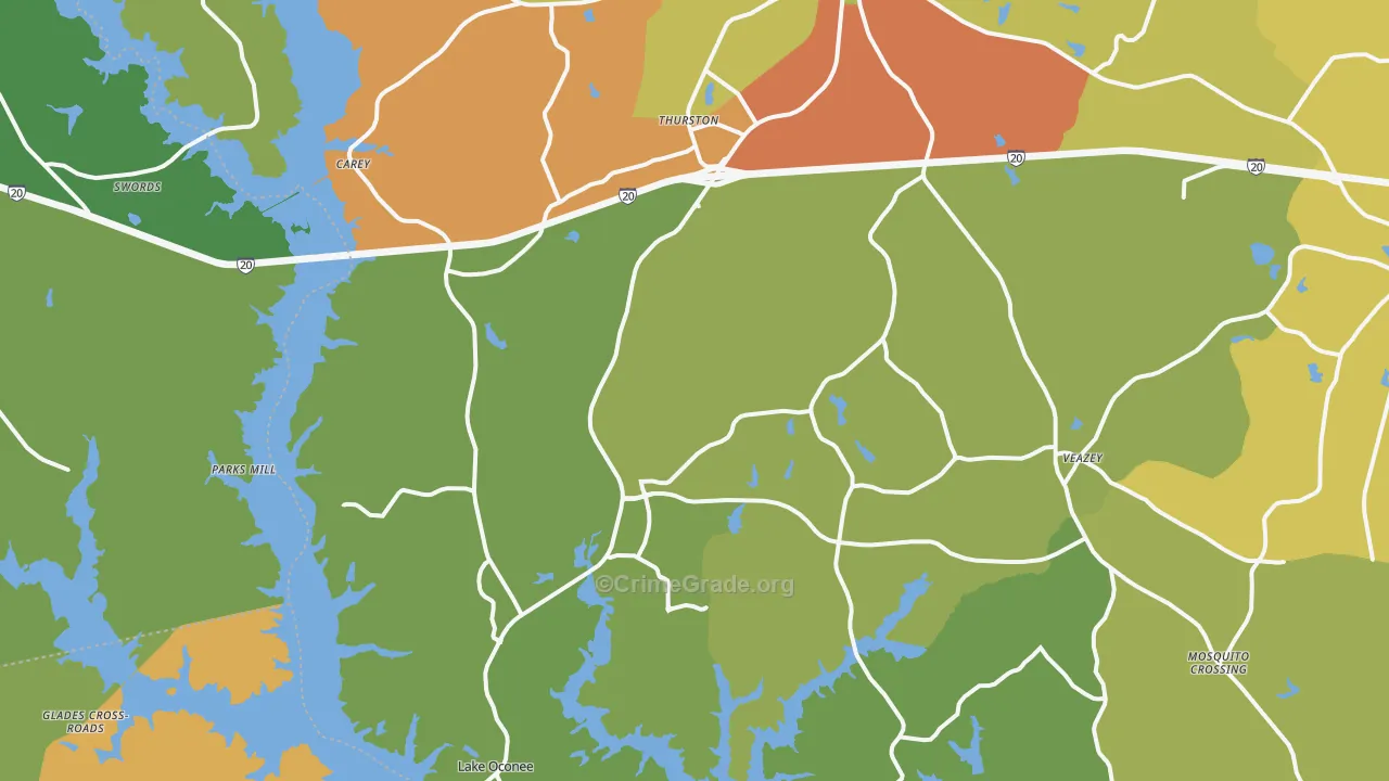 Greensboro, GA Map of Vandalism Rates
