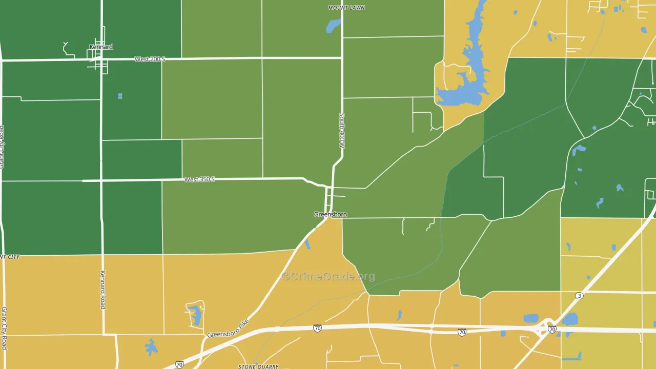 Greensboro, IN Map of Vandalism Rates