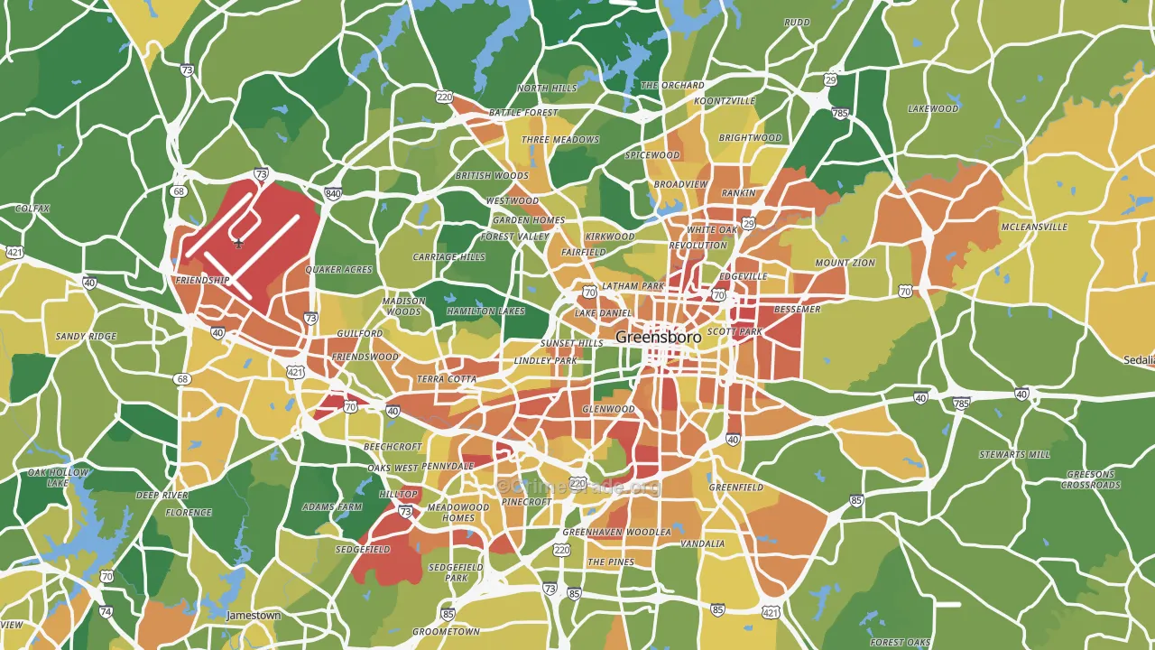 Greensboro, NC Map of Vandalism Rates