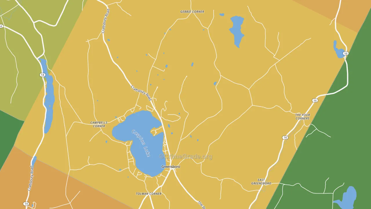 Greensboro, VT Map of Vandalism Rates