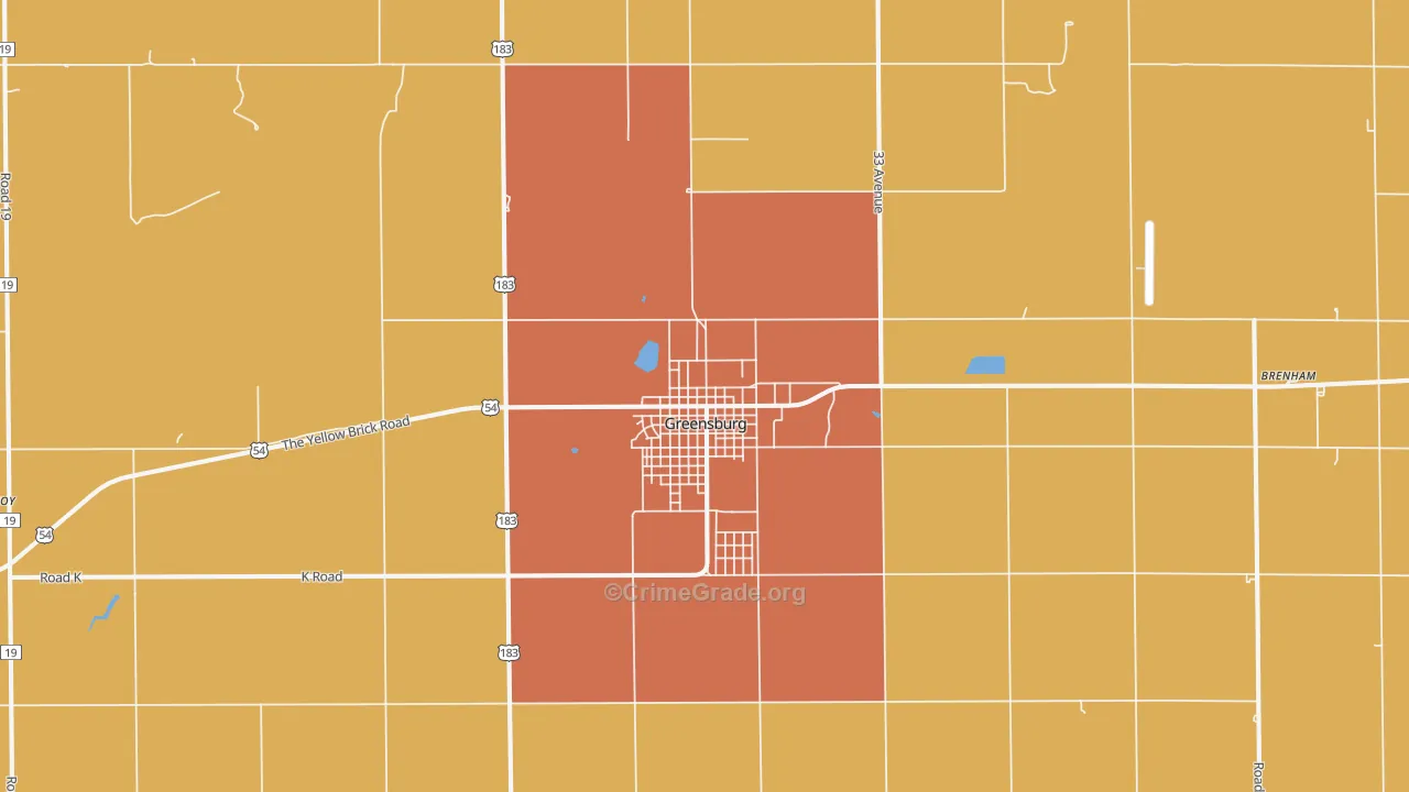 Greensburg, KS Map of Vandalism Rates