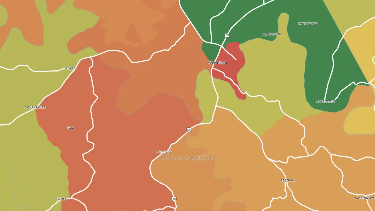 Greensburg, KY Map of Vandalism Rates