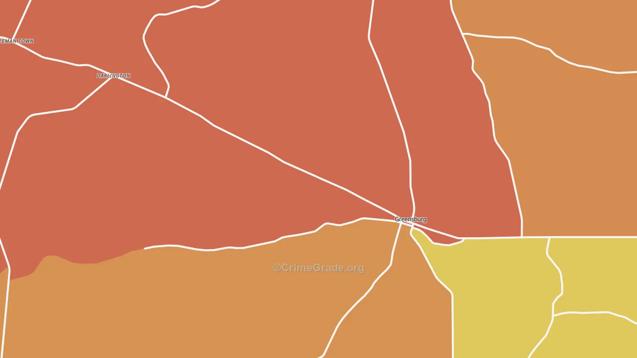 Greensburg, LA Map of Vandalism Rates