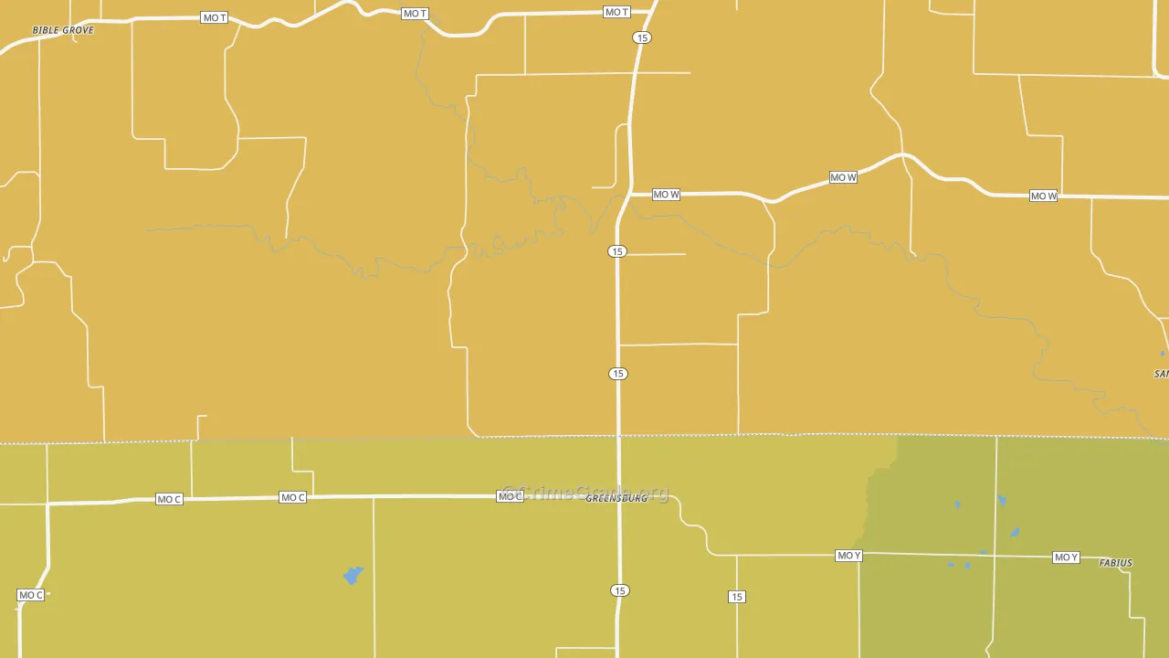 Greensburg, MO Map of Vandalism Rates