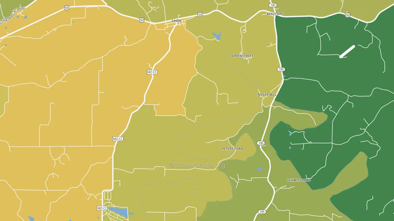 Greenstreet, MO Map of Vandalism Rates