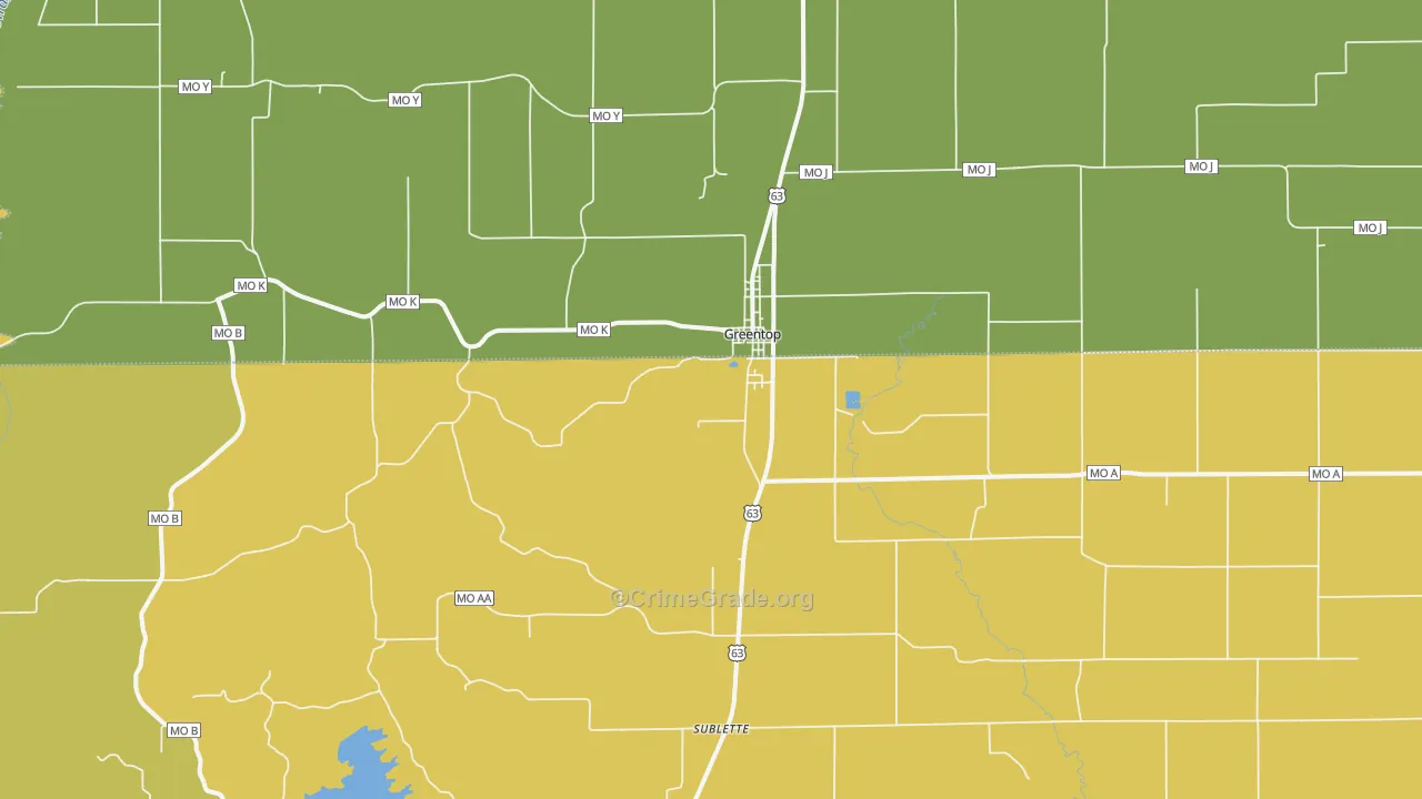 Greentop, MO Map of Vandalism Rates