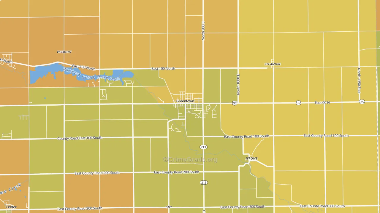 Greentown, IN Map of Vandalism Rates