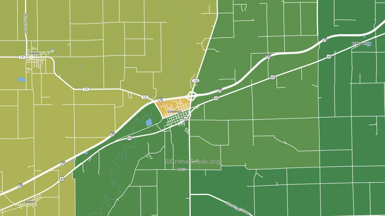 Greenup, IL Map of Vandalism Rates