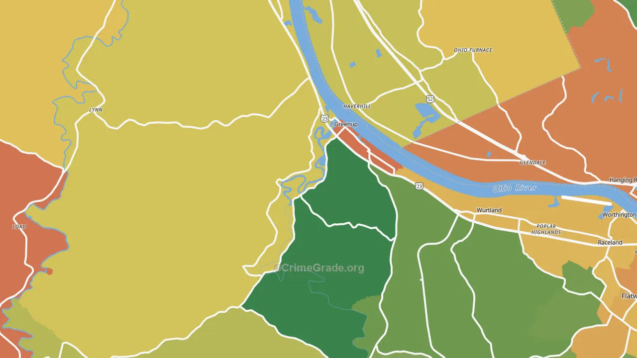 Greenup, KY Map of Vandalism Rates