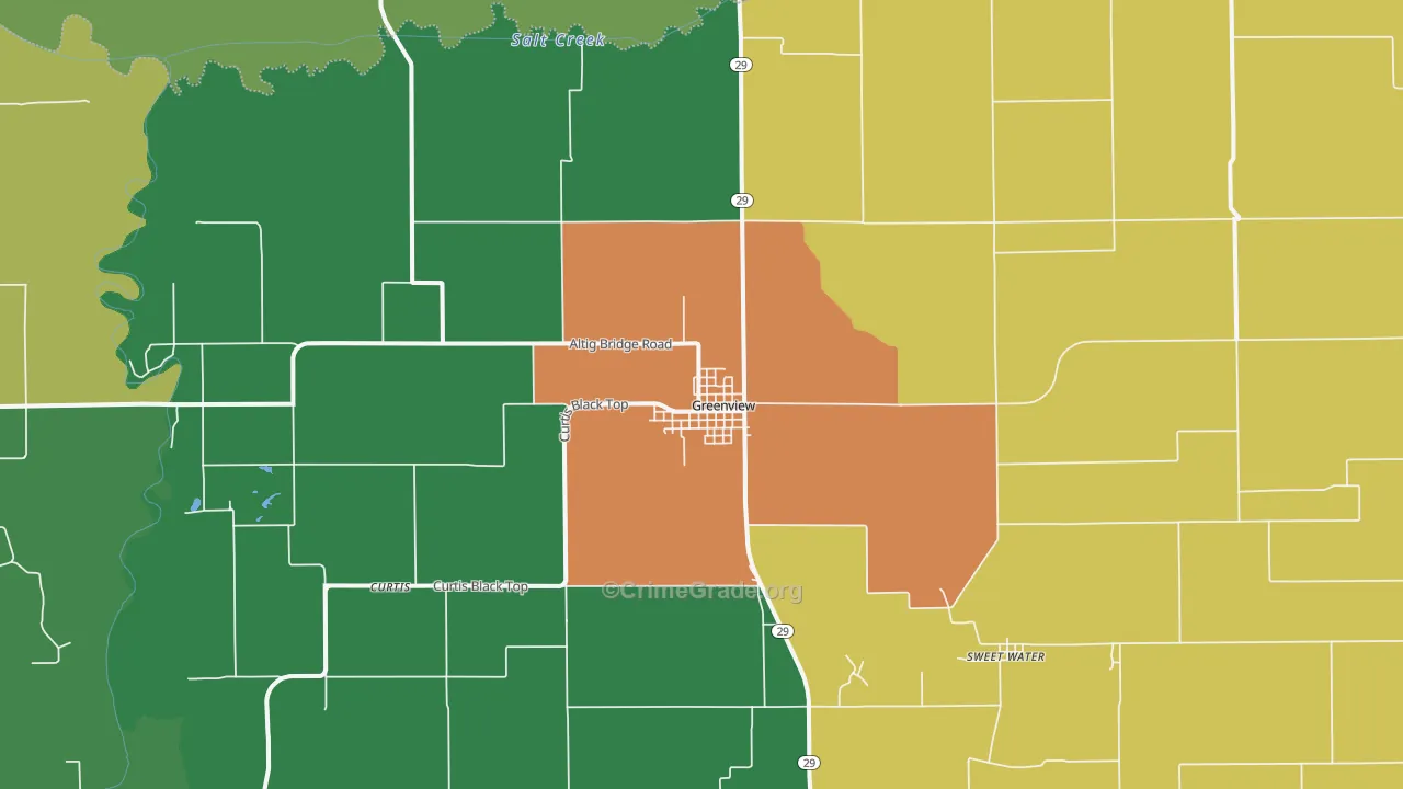 Greenview, IL Map of Vandalism Rates