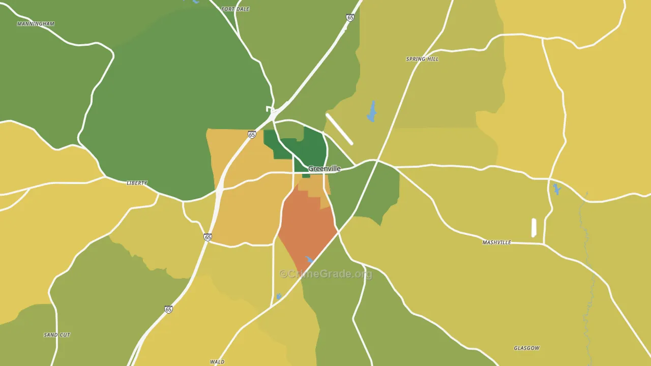 Greenville, AL Map of Vandalism Rates
