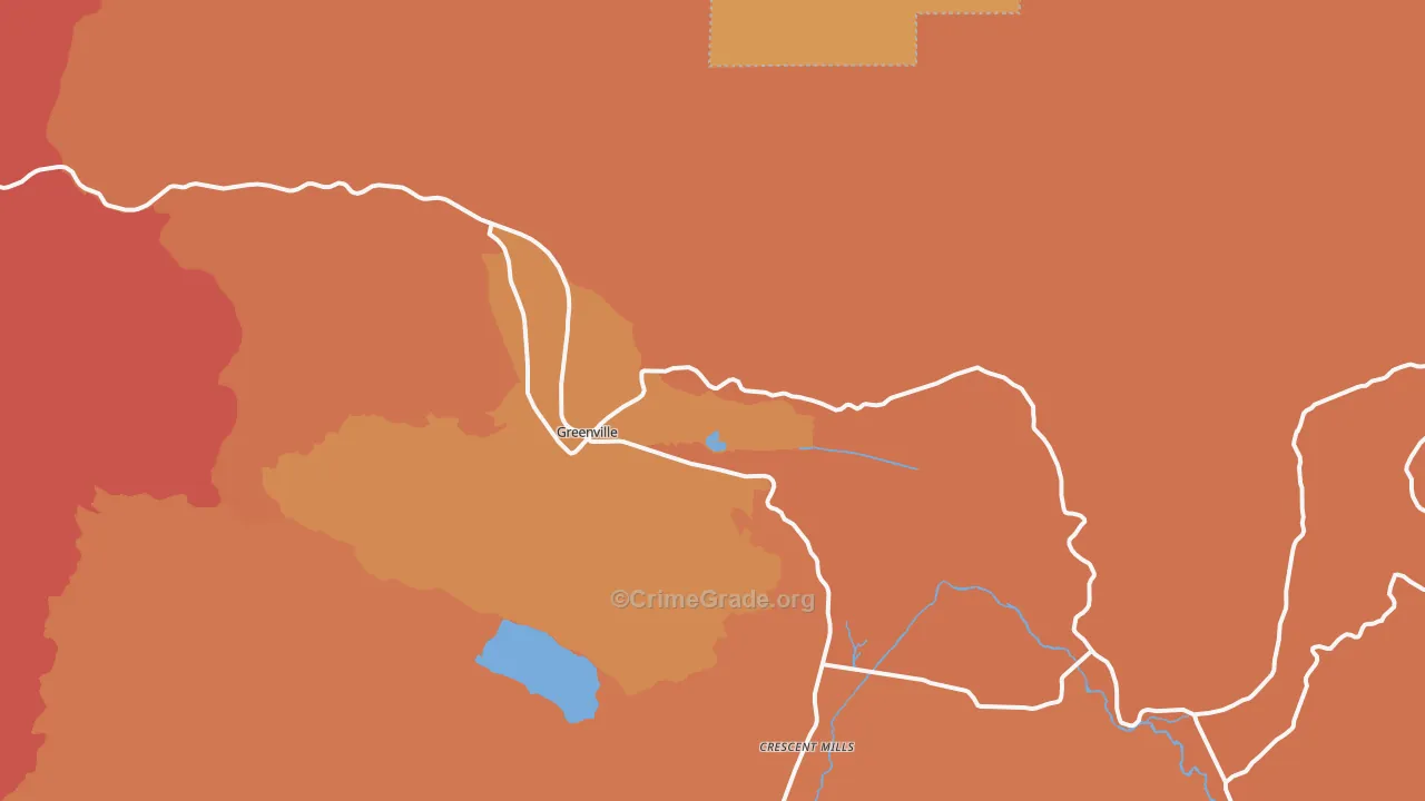 Greenville, CA Map of Vandalism Rates
