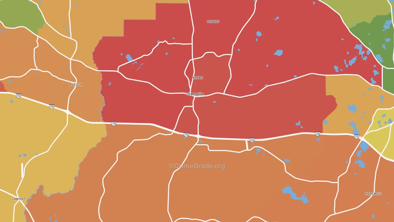 Greenville, FL Map of Vandalism Rates