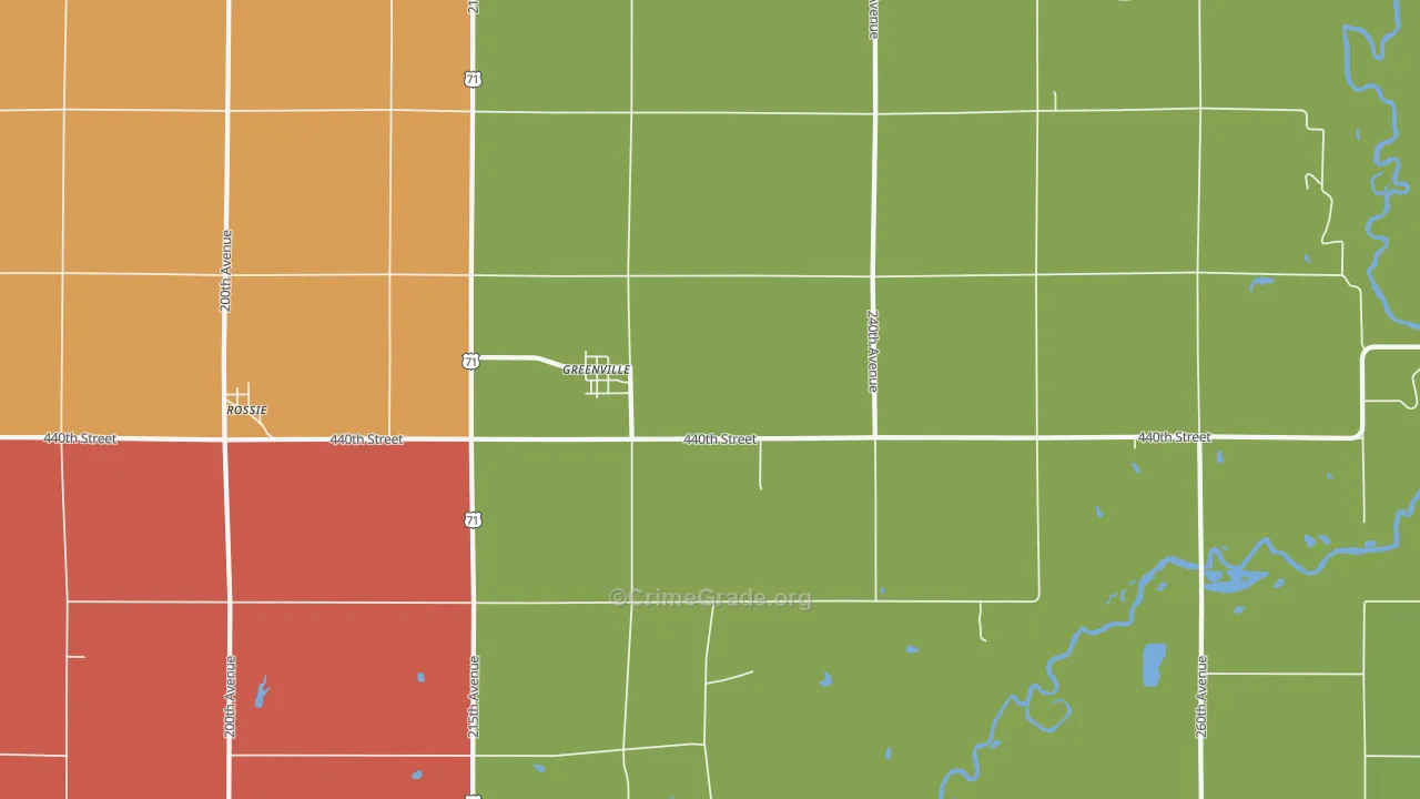 Greenville, IA Map of Vandalism Rates