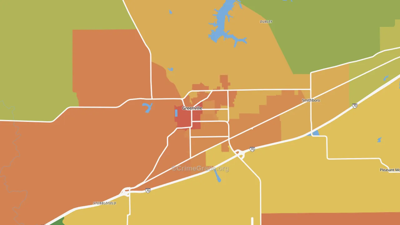 Greenville, IL Map of Vandalism Rates