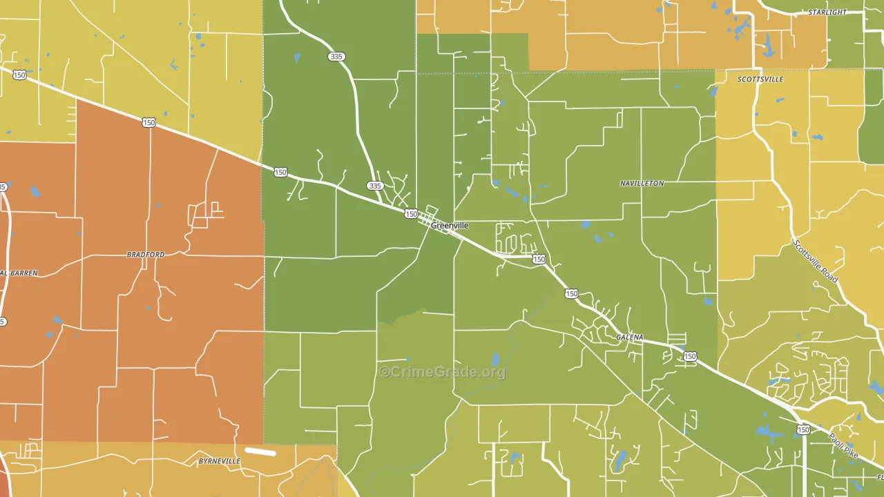 Greenville, IN Map of Vandalism Rates