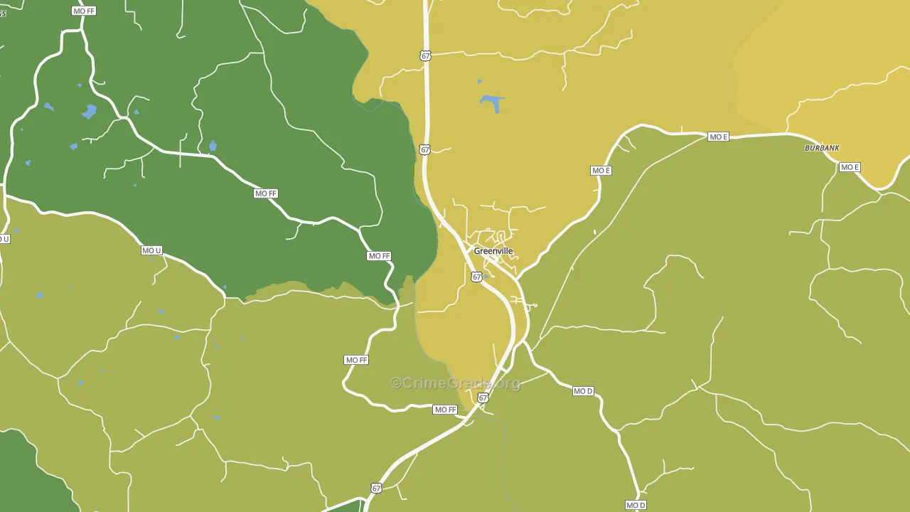 Greenville, MO Map of Vandalism Rates