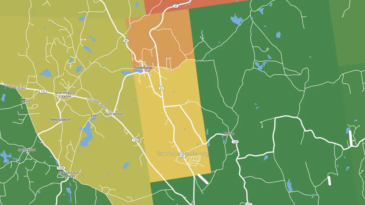 Greenville, NH Map of Vandalism Rates