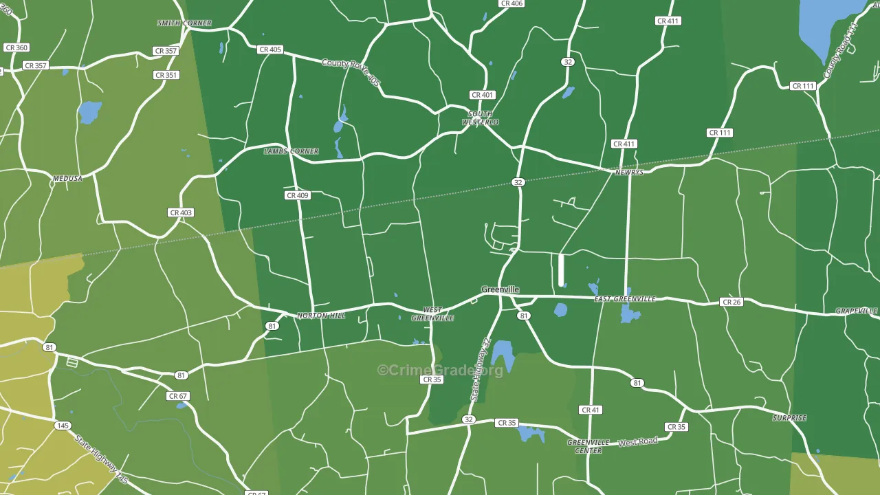 Greenville, NY Map of Vandalism Rates