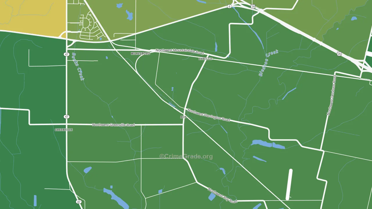Greenville, OR Map of Vandalism Rates