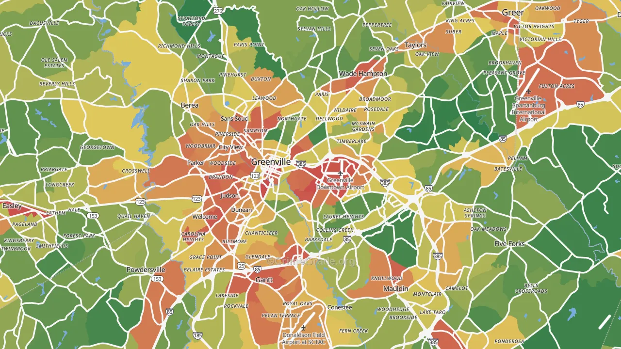Greenville, SC Map of Vandalism Rates