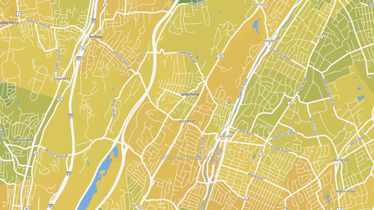 Greenville, Scarsdale, NY Map of Vandalism Rates