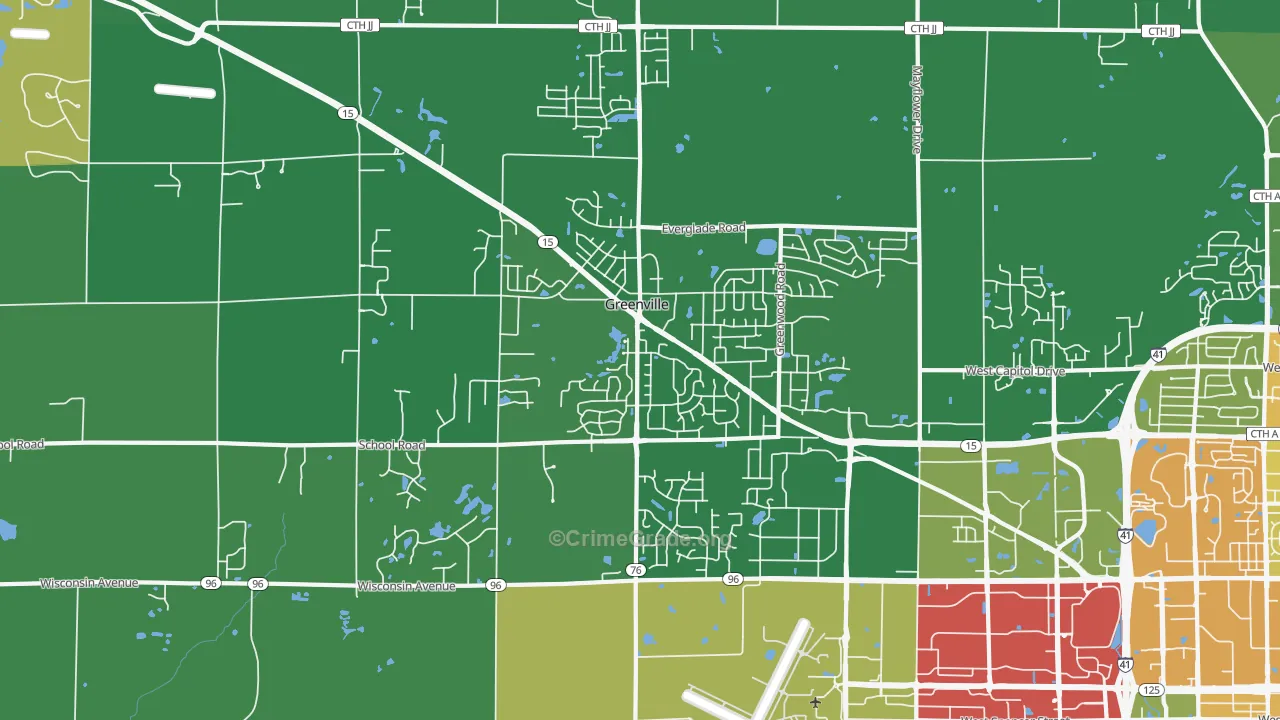Greenville, WI Map of Vandalism Rates