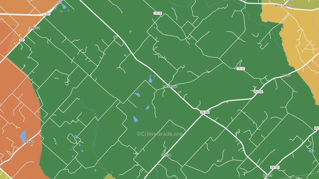 Greenvine, TX Map of Vandalism Rates