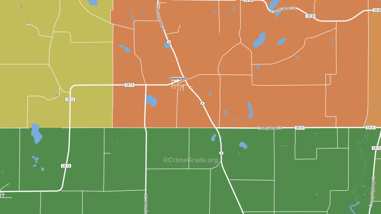 Greenwald, MN Map of Vandalism Rates