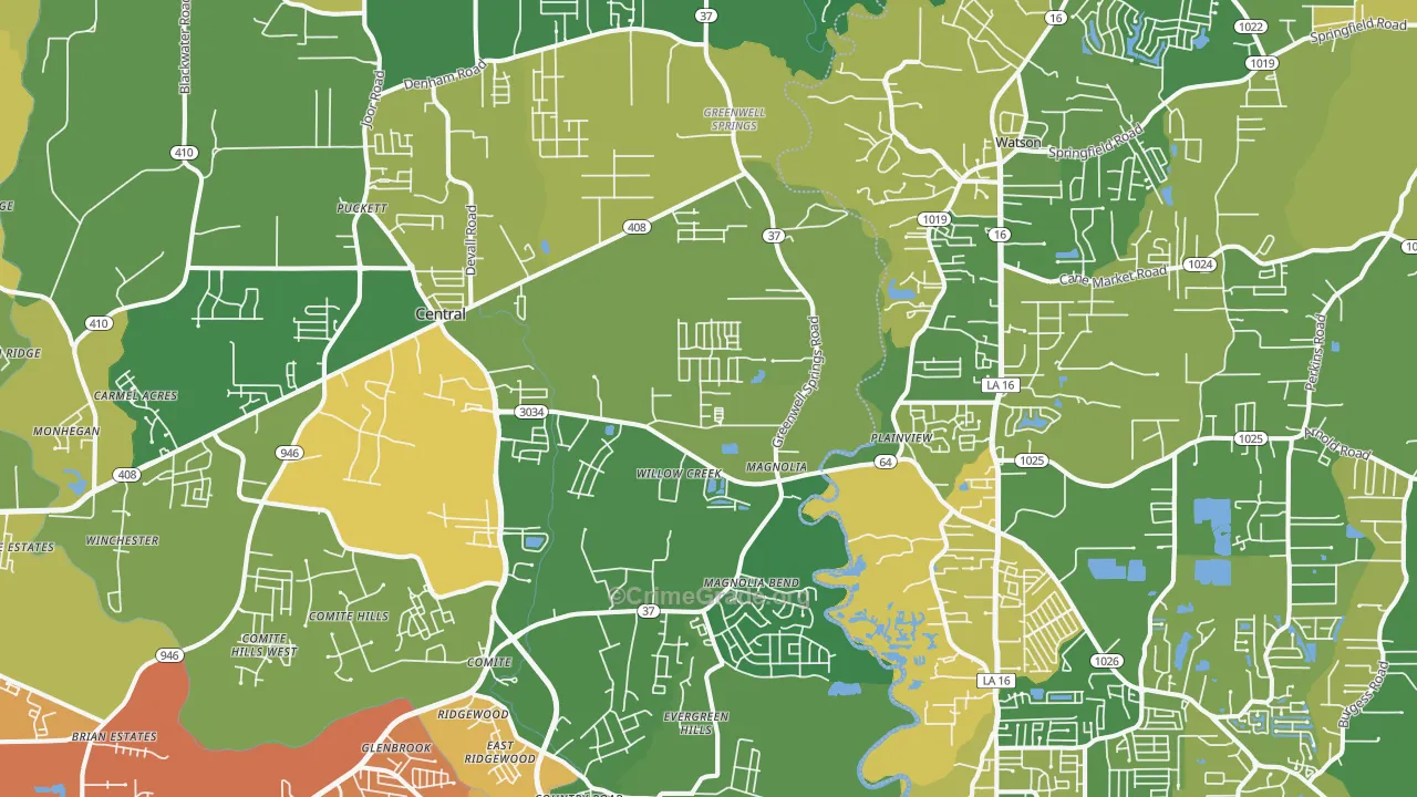Greenwell Springs, LA Map of Vandalism Rates