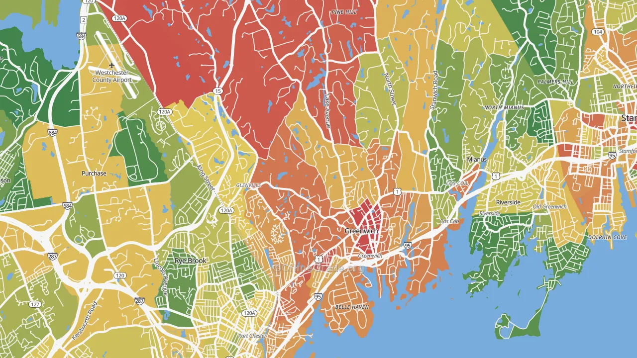 Greenwich, CT Map of Vandalism Rates