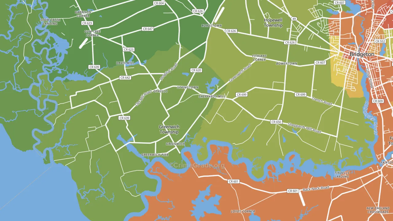 Greenwich, NJ Map of Vandalism Rates