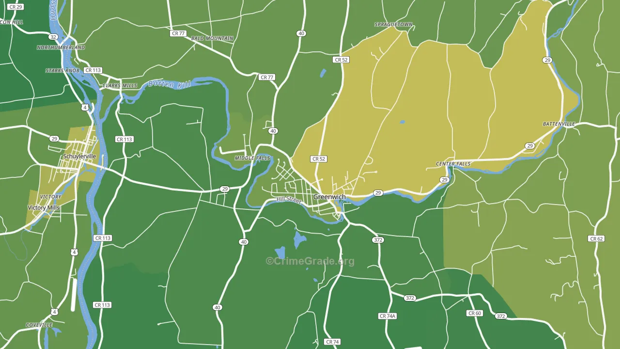 Greenwich, NY Map of Vandalism Rates