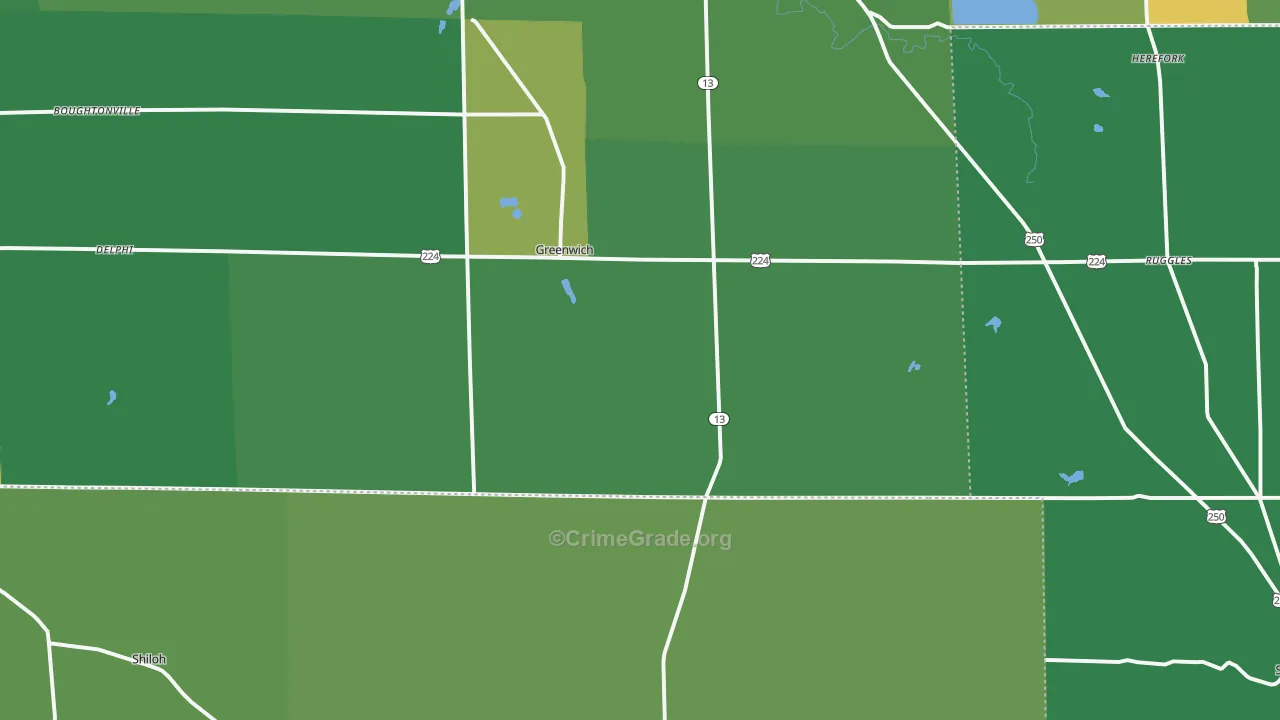 Greenwich, OH Map of Vandalism Rates