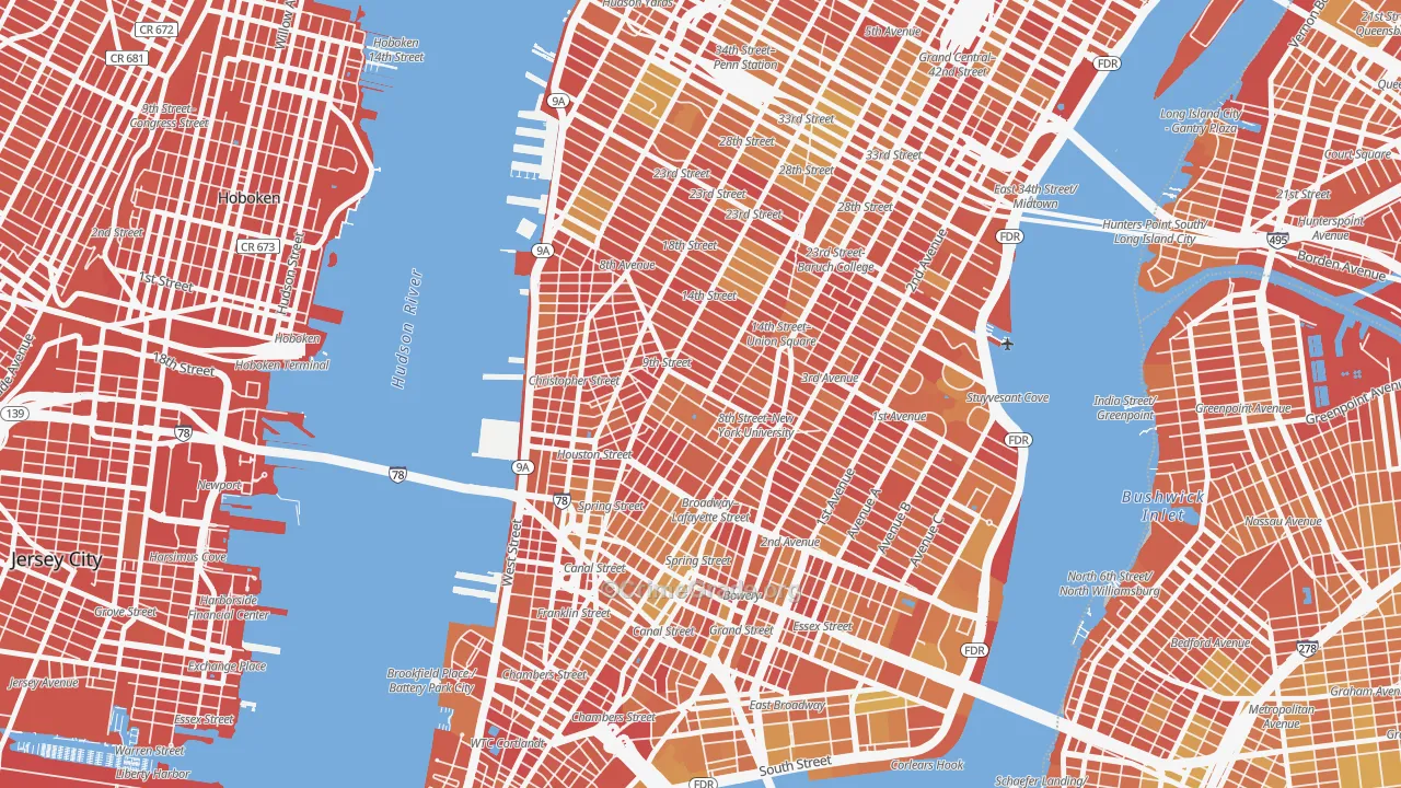 Greenwich Village, Manhattan, NY Map of Vandalism Rates