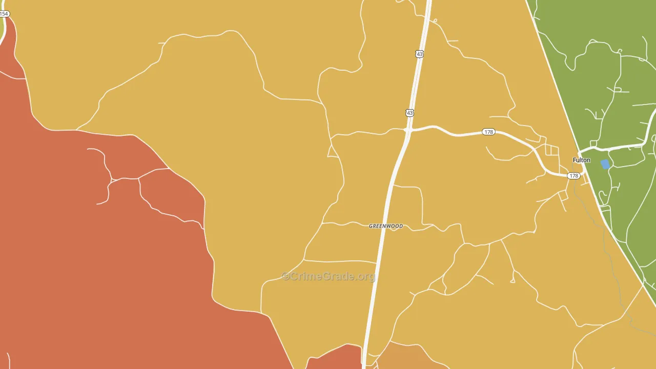 Greenwood, AL Map of Vandalism Rates