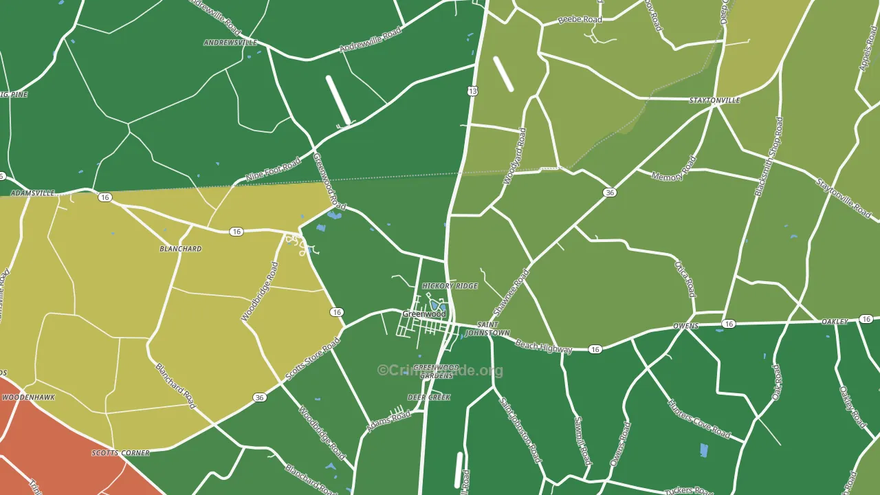Greenwood, DE Map of Vandalism Rates
