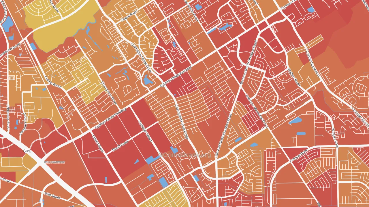 Greenwood Forest, Houston, TX Map of Vandalism Rates